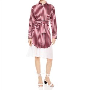 Sandro Belted Striped Poplin Shirt Dress Sz 36